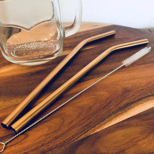 Ever Eco - Stainless Steel Rose Gold Straws - 2 Pack