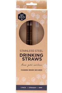 Ever Eco - Stainless Steel Rose Gold Straws - 2 Pack